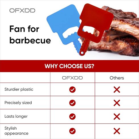 Barbecue Hand Fan - Manual Grill Hand Fan - Plastic Supporting Tool for Flame - Fan Hand for BBQ, Camping, Picnic, Outdoor Cooking, 2 Pcs in Kuwait