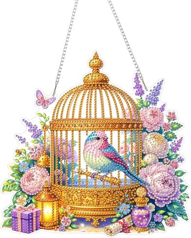 Yunzlly DIY Hanging Diamonds Painting Pendant Kit Hummingbird, 9.7x9.6inch Double Sided Gem Painting Board Kit Ornament, Special Diamond Art Acrylic Kit, Box Package in Kuwait