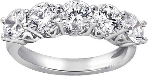 Sterling Silver Round Cut Cubic Zirconia 5 Stone Ring (2-carat White, 6) in Kuwait