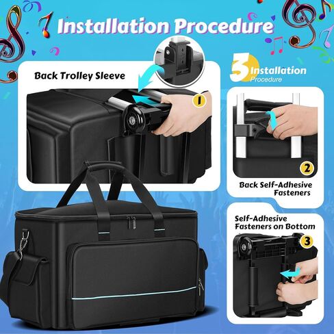 حقيبة كابل دي جي، حقيبة كابل دي جي متدحرجة مع عربة وفواصل قابلة للفصل، حقيبة أزعج ذات سعة كبيرة مع حجرة كمبيوتر محمول، حقيبة تنظيم احترافية للكابلات والميكروفونات ومعدات دي جي in Kuwait