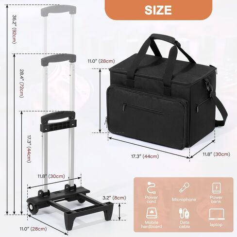 LUCKUP DJ Cable Organizer Bag with Wheels, Detachable Trolley System, 900D Water-Resistant DJ Equipment Storage Organizer with Padded Dividers Laptop Compartment for Musicians, Audio Engineers in Kuwait