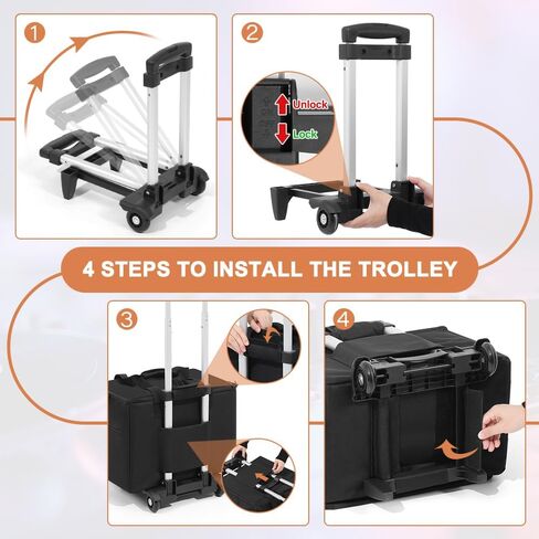 LUCKUP DJ Cable Organizer Bag with Wheels, Detachable Trolley System, 900D Water-Resistant DJ Equipment Storage Organizer with Padded Dividers Laptop Compartment for Musicians, Audio Engineers in Kuwait