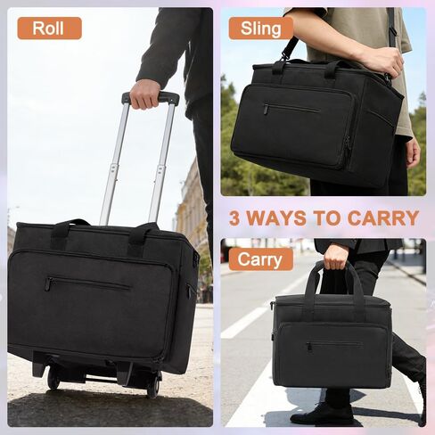 LUCKUP DJ Cable Organizer Bag with Wheels, Detachable Trolley System, 900D Water-Resistant DJ Equipment Storage Organizer with Padded Dividers Laptop Compartment for Musicians, Audio Engineers in Kuwait