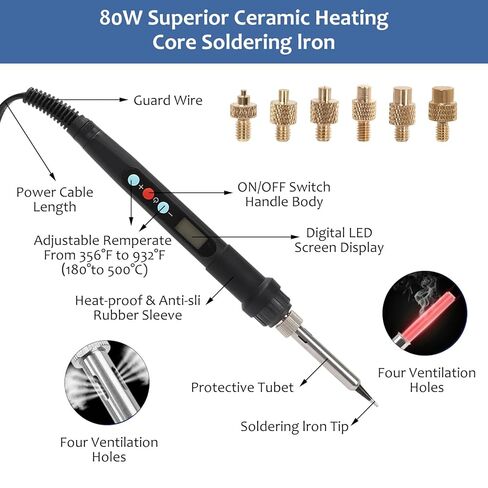 مجموعة أدوات إدخال الحرارة من BestYiJo مع 60 وات ديجيتا للبلاستيك، أطراف إدخال M2-M8 لإصلاح البلاستيك والمشروعات اليدوية | مثالية للهواة والمهندسين in Kuwait