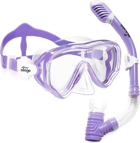 Seago Kids Snorkel Set Dry Top Mask Snorkeling Gear for Boys Girls Youth, No Leak Anti-Fog Clear View Scuba Diving Swim Kit in Saudi Arabia