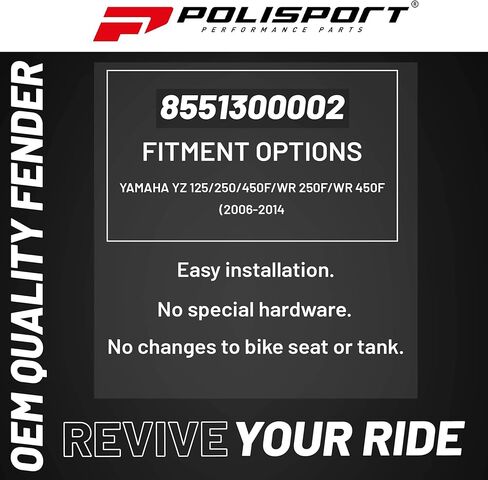 Polisport Motocross (MX) Frender Fender for Yamaha YZ 125/250/450F/WR 250F/WR 450F (2006-14) دراجة ترابية-جودة OEM ، متينة ، مرنة ومثالية-الأزرق in Kuwait