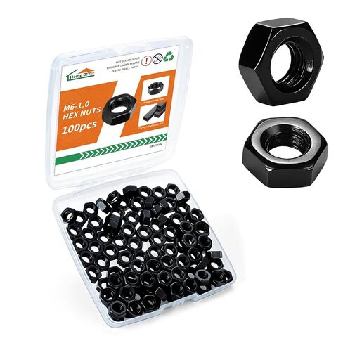 M6-1.0 Hex Nuts 100PCS, Carbon Steel Grade 8.8 Black Oxide, Metric M6 Hex Nut Kit, Small Hex Nuts for DIY Repair & Fastening-Home DIYer in Saudi Arabia