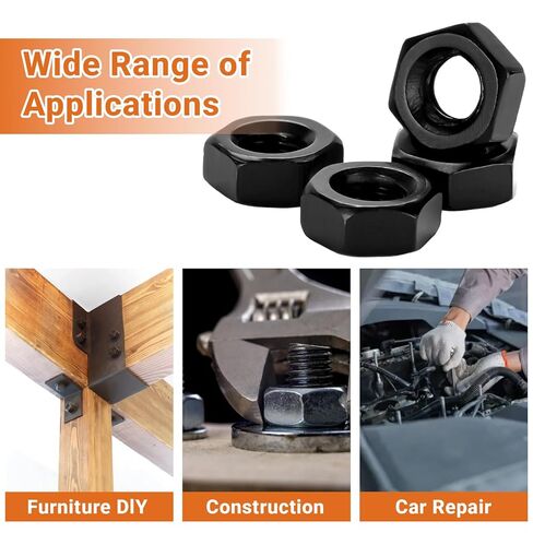 M6-1.0 Hex Nuts 100PCS, Carbon Steel Grade 8.8 Black Oxide, Metric M6 Hex Nut Kit, Small Hex Nuts for DIY Repair & Fastening-Home DIYer in Saudi Arabia