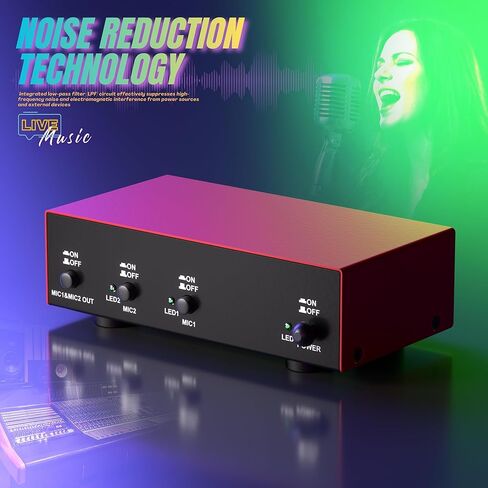 2-Channel 48V Phantom Power Supply, Microphone Phantom Power Supply, Dual XLR Input/Output, with 3.5mm Audio Cable, for Mic Preamp, Condenser and Shotgun Microphones, Recording Studios in Kuwait