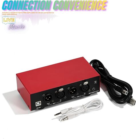 2-Channel 48V Phantom Power Supply, Microphone Phantom Power Supply, Dual XLR Input/Output, with 3.5mm Audio Cable, for Mic Preamp, Condenser and Shotgun Microphones, Recording Studios in Kuwait