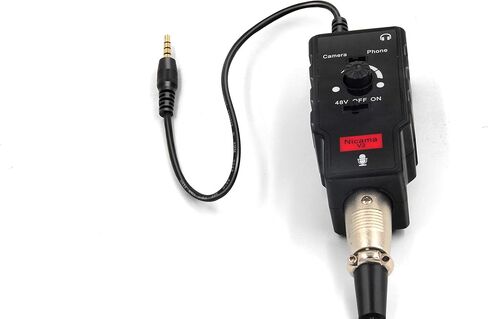 Nicama Microphone Preamp with 48V Phantom Power Supply for iPhone iPad DSLR Camera, XLR Female to 3.5mm TRS, TRRS Adapter for Shotgun or Condenser Rode Sennheiser Microphones in Kuwait