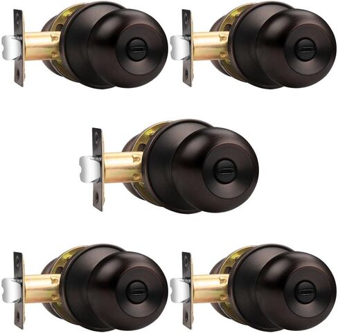 Probrico Ball Privacy Interior Door Knobs Bedroom and Bathroom Door Handle Keyless Black Lockset Stainless Steel,6 Pack in Kuwait