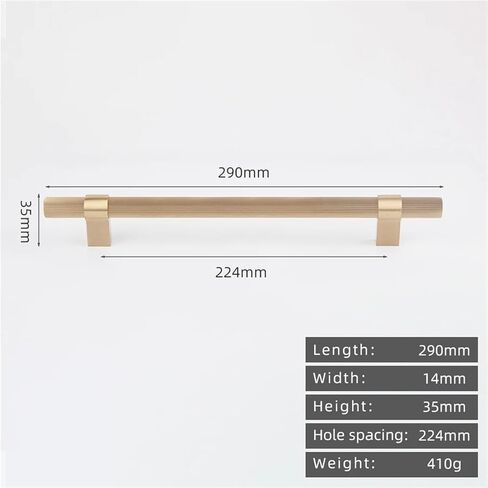 Brass Furniture Handles Striped Cupboard Wardrobe Drawer Kitchen Cabinet T-Bar Pull 1Pcs(8810-224) in Kuwait