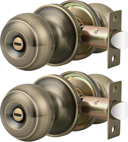 Probrico 6 حزمة مقابض باب الخصوصية قفل الداخلية غرفة نوم أبواب الحمامات مقبض العتيقة النحاس الكرة المستديرة بدون مفتاح Lockset in Kuwait