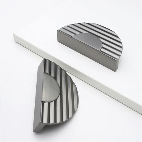 Semicircle Solid Cabinet Handles Zinc Alloy Wardrobe Door Kitchen Closet and Drawer 1Pcs(Brushed Nickel-C64mm) in Kuwait