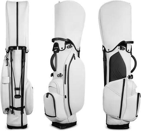 Travel Golf Bags Ball Bag PU Leather Golf Holder Bag for Golfer,White-As Shown in Saudi Arabia