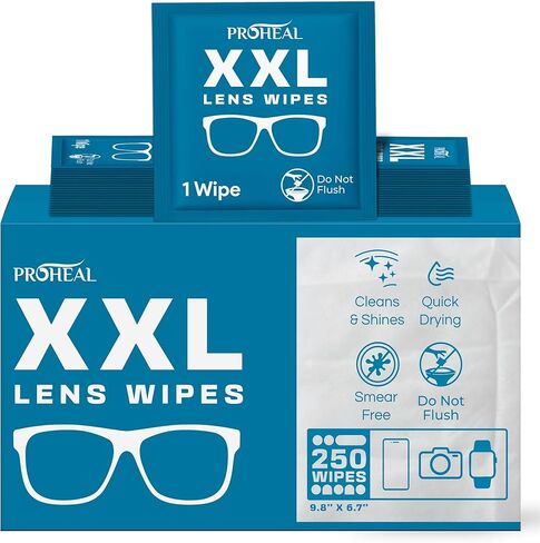 XXL Lens Wipes, 50 Count - 9.8"x6.7" Eye Glasses Cleaner Wipes for Lenses, Watches, Display Screens, and More - Cleans and Shines - Quick Drying, No Smear with Isopropyl Alcohol in Kuwait