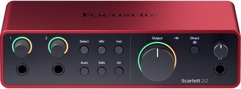 Focusrite Scarlett 2i2 Studio 4th Gen Audio Interface with Mic, Headphones Bundle with 2x Microphone Scissor Arm Stand + Pop Filter Wind Screen +2x Stand with Boom+ XLR 10' Male to Female 16AWG Cable in Kuwait
