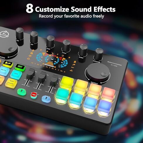 Podcast Equipment Bundle for 2, Audio Interface with 2 Dynamic XLR/USB Microphones, 2 Desktop Mic Stands and 2 Headphones, RGB, Voice Change for Vocal Recording,Podcasting,Streaming, PC Phone,TikTok in Saudi Arabia