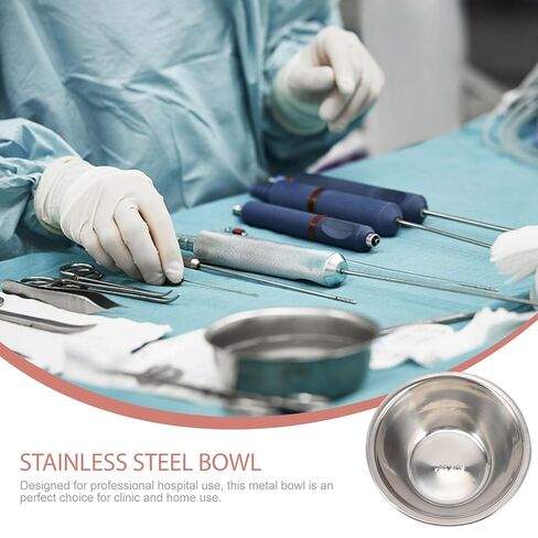 304 Stainless Steel Liquid Measuring Bowl with Lid, Surgical Storage Holder for Iodophor and Medication, 12cm Practical Procedure Bowl for Clinical Use in Saudi Arabia