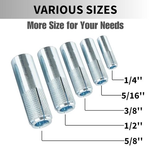Party Animal Drop-in Anchors, 100PCs 1/4"-20 Zinc-Plated for Concrete, Secure Mounting, Industrial-Strength, Easy Installation - Internal Forced Expansion Screw Bolts for Solid Concrete in Kuwait