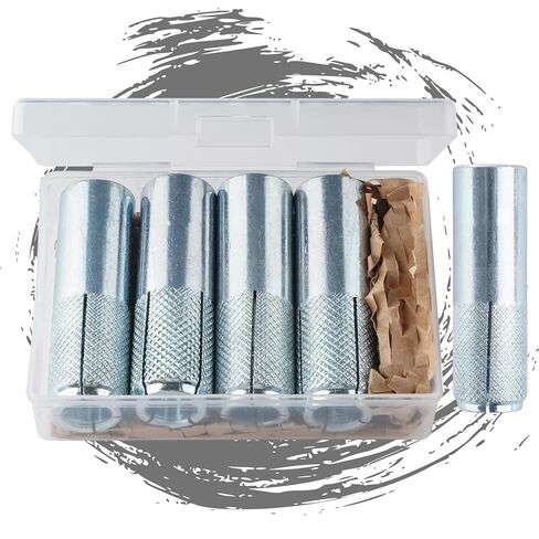 Party Animal Drop-in Anchors, 100PCs 1/4"-20 Zinc-Plated for Concrete, Secure Mounting, Industrial-Strength, Easy Installation - Internal Forced Expansion Screw Bolts for Solid Concrete in Kuwait