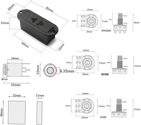 Totority 2 Band Equalizer Eq Preamp Circuit for Active Bass Pickup حجم نغمة التحكم في نغمة الجيتار مجموعة التقاط الأسلاك in Saudi Arabia