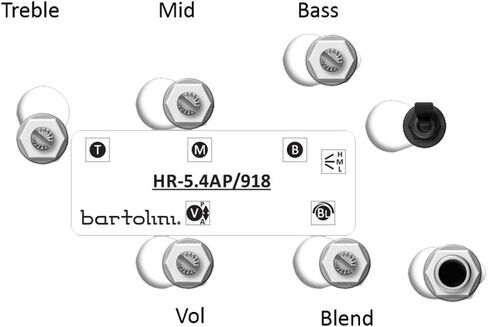 Bartolini HR-5.4AP/918 Preamp Harness - 3-Band EQ w/ 5 Control Knobs & 3-Way Toggle Switch - Active/Passive Switchable - Pre-wired for a Two-Pickup Installation in Kuwait