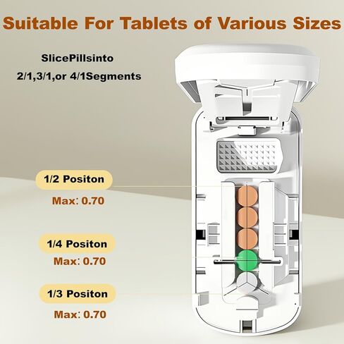 قطاعة حبوب منع الحمل 1/4 للحبوب الصغيرة، مقسم حبوب منع الحمل 1/2 1/3 للحبوب الصغيرة، شفرة من الفولاذ المقاوم للصدأ سهلة القطع للأقراص، كسارة حبوب محمولة سهلة الإمساك مع مساحة تخزين in Kuwait