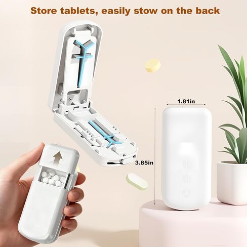 قطاعة حبوب منع الحمل 1/4 للحبوب الصغيرة، مقسم حبوب منع الحمل 1/2 1/3 للحبوب الصغيرة، شفرة من الفولاذ المقاوم للصدأ سهلة القطع للأقراص، كسارة حبوب محمولة سهلة الإمساك مع مساحة تخزين in Kuwait