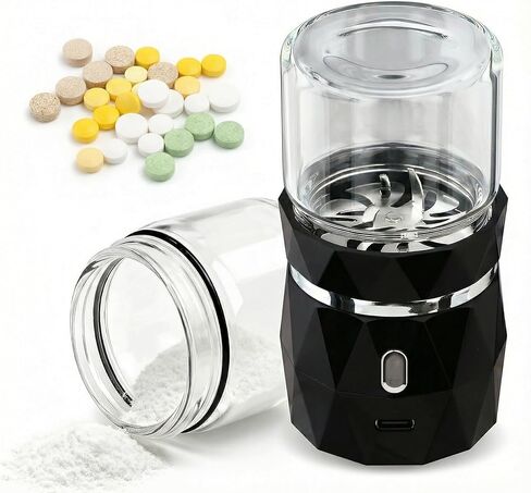 Electric Pill Crusher Grinder Pulverizer -Fine Powder with Stainless Steel Grinding Head for Multiple Large/Small Tablets & Vitamins - Travel-Friendly for Easy Cleaning in Saudi Arabia