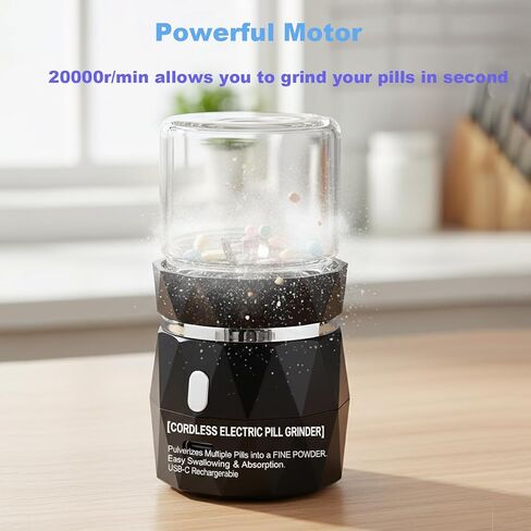 Electric Pill Crusher Grinder Pulverizer -Fine Powder with Stainless Steel Grinding Head for Multiple Large/Small Tablets & Vitamins - Travel-Friendly for Easy Cleaning in Saudi Arabia