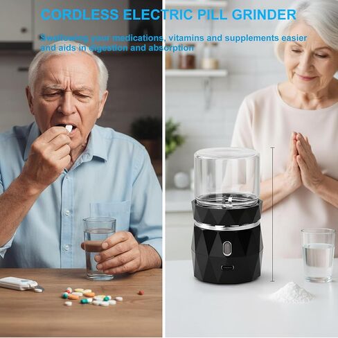 Electric Pill Crusher Grinder Pulverizer -Fine Powder with Stainless Steel Grinding Head for Multiple Large/Small Tablets & Vitamins - Travel-Friendly for Easy Cleaning in Saudi Arabia