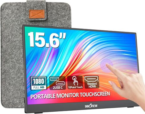 Monitive Monitor Portable Monitor Touchscreen 15.6 "1080p 10 نقاط شاشة تعمل باللمس محمولة مع حامل واقٍ مدمج ، 1200: 1 HDMI USB C Travel Monter in Saudi Arabia