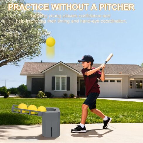 Kids Pitching Machine - Automatic Baseball Launcher for Beginners Baseball Trainer for Kids - Includes 4 Baseballs (Powered by Power Bank) in Saudi Arabia