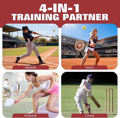 Furlihong 698TPCBH 4-in-1 Toss Machine for Baseball Tennis Pickleball and Cricket, Adjustable Height and Distance, Multi-Sport Training for Family and School Use in Kuwait