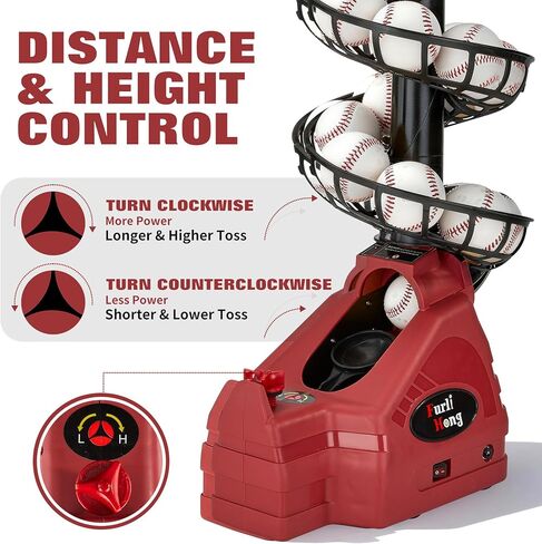 Furlihong 698TPCBH 4-in-1 Toss Machine for Baseball Tennis Pickleball and Cricket, Adjustable Height and Distance, Multi-Sport Training for Family and School Use in Kuwait