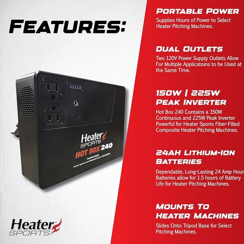 Heater Sports Hot Box 240 Portable Power Supply to Supply Power to Select Pitching Machines for Up to 1.5 Hours Run Time in Kuwait