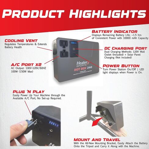 Heater Sports Hot Box 240 Portable Power Supply to Supply Power to Select Pitching Machines for Up to 1.5 Hours Run Time in Kuwait