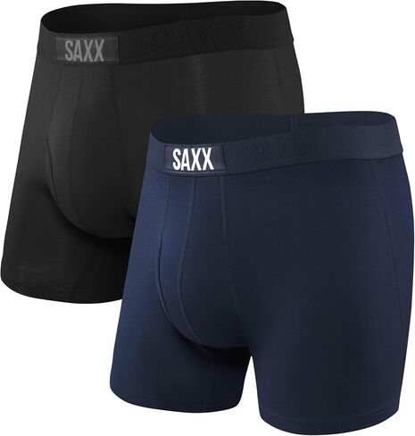 SAXX Underwear Men's Boxer Briefs - ULTRA Men’s Underwear- Boxer Briefs with Built-In BallPark Pouch Support – Boxer Briefs, Pack of 2,Black/Navy,Small in Kuwait
