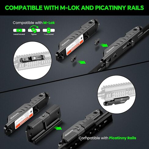 Hantoptik Green Tactical Laser Sight Compatible with M-Lok and Picatinny Rail,Increased a Remote Pressure Switch,IIIA Class Laser Output ≤5mw in Kuwait