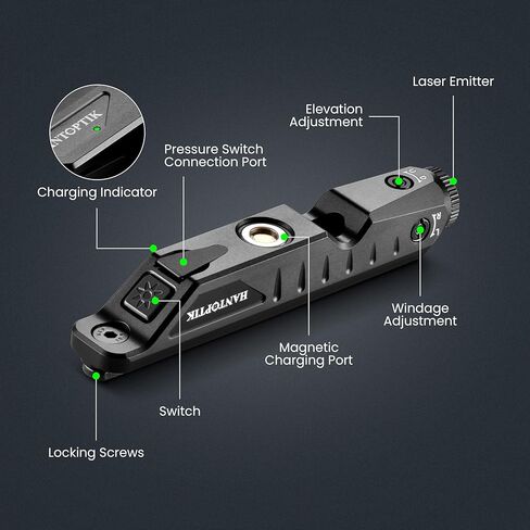 Hantoptik Green Tactical Laser Sight Compatible with M-Lok and Picatinny Rail,Increased a Remote Pressure Switch,IIIA Class Laser Output ≤5mw in Kuwait