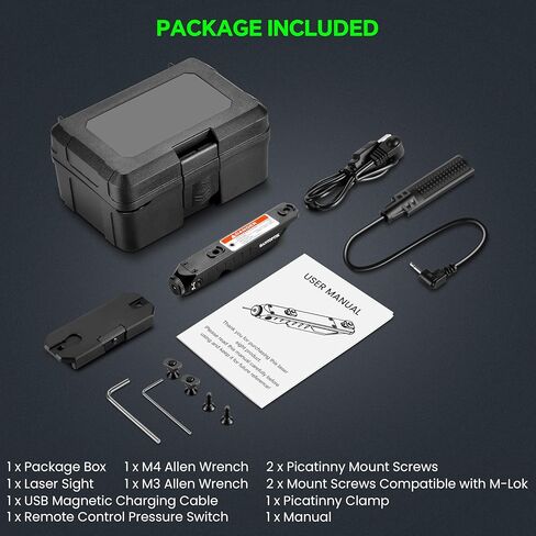 Hantoptik Green Tactical Laser Sight Compatible with M-Lok and Picatinny Rail,Increased a Remote Pressure Switch,IIIA Class Laser Output ≤5mw in Kuwait