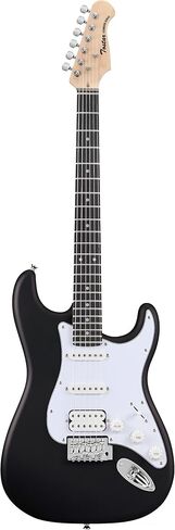Tostar Beginner Electric Guitar, Solid Body, 39" Full Size Strat Style with HSS Pickups, 5-Way Switch, Tremolo Bridge, Maple Neck & Tectona Fretboard, Ideal for Beginners and Gifting, Black in Kuwait