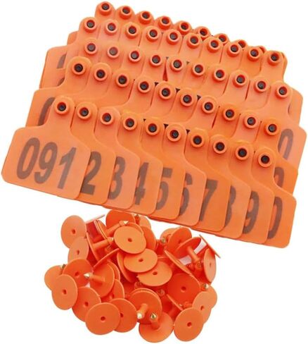 Livestock Identification Numbered Ear Tags 100 Pcs Multicolor Livestock Ear Tags Numbered 001-1000 60x75mm(Blue,1 100) in Saudi Arabia