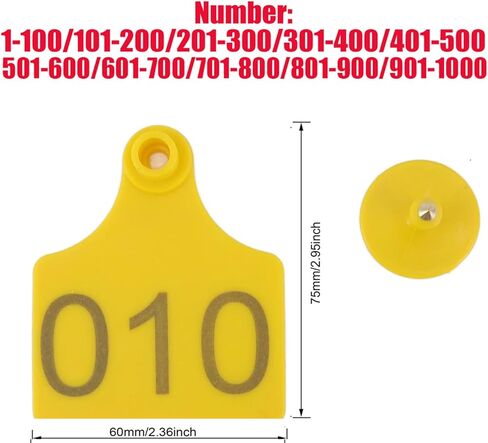 Livestock Identification Numbered Ear Tags 100 Pcs Multicolor Livestock Ear Tags Numbered 001-1000 60x75mm(Blue,601 700) in Saudi Arabia