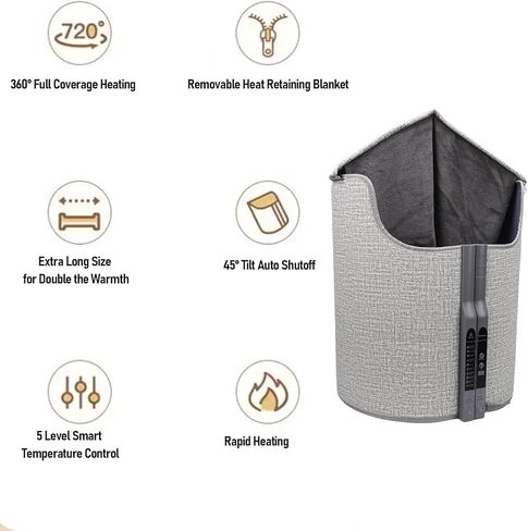GOWENIC Under Desk Heater, Circular Portable Foot Warmer with 7 Timer Settings 5 Temperature Levels Half Open Full Enclosure Options, for Office Dormitory Use (#1) in Saudi Arabia