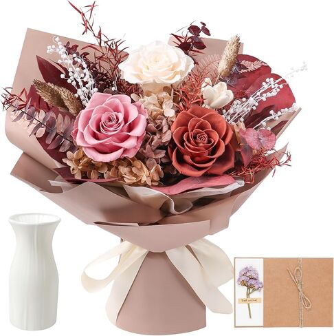 Preserved Flowers Bouquet, Real Eternal Flowers, Gifts For Women, Birthday Gifts For Mom Friends Her Girlfriend Sister, Valentine (Pastel Lilac) in Saudi Arabia