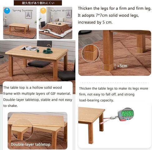 Kotatsu Foot Warmer Japanese Tables Blanket for Floor Sitting,Winter Heating Tatami Bay Window Low Desk,for Living Room Office,Table+Quilt+Carpet+Heater in Saudi Arabia