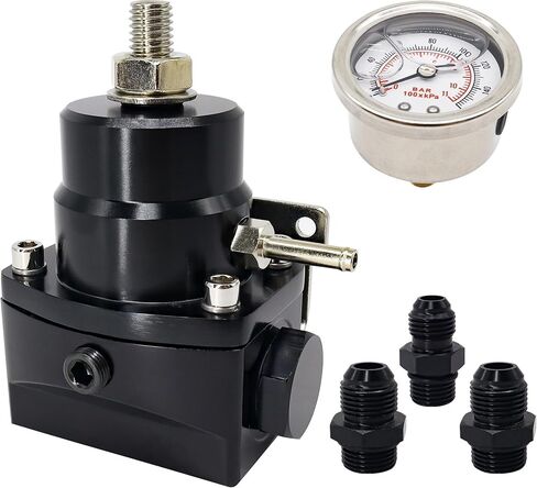 منظم ضغط الوقود القابل للتعديل 65-95 PSI AN8 FEED & AN6 LINE 0-160PSI GAUGE SET Black in Saudi Arabia